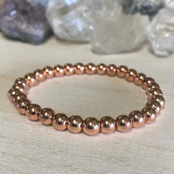 6mm Rose Gold Hematite bracelet - Picture 2 of 4
